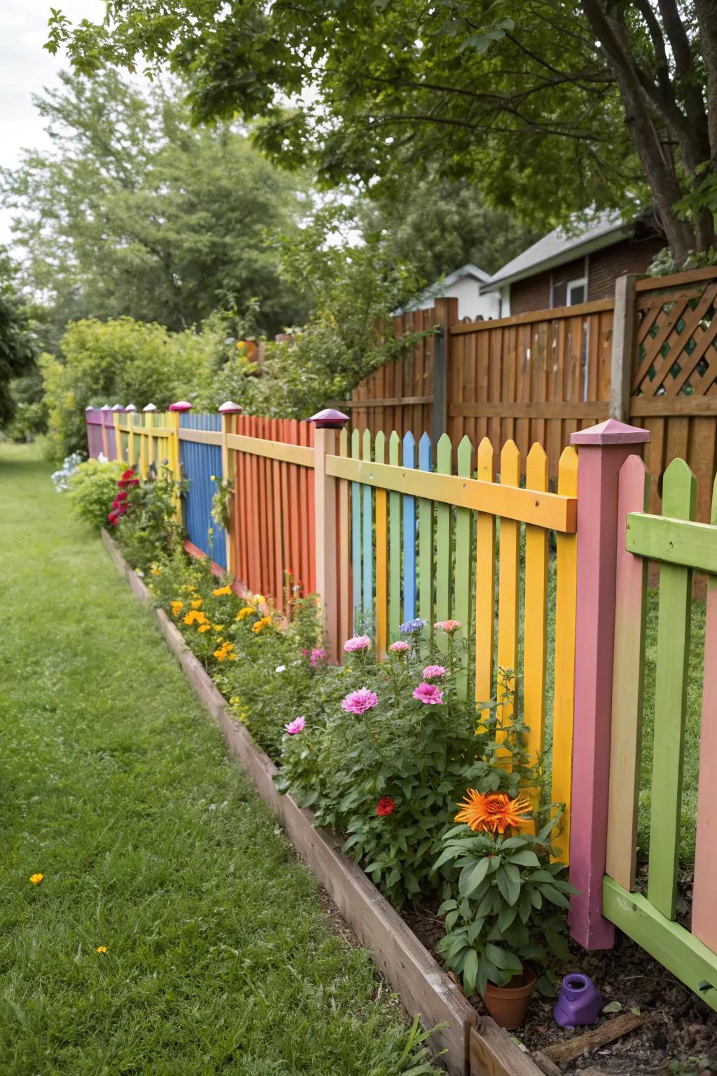 Vibrant and cheerful coated lumber segments.