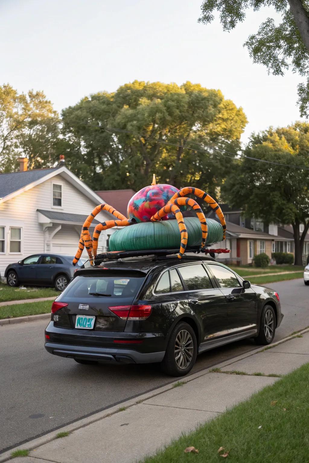 Inflatable creatures amplify your car's Halloween decor.