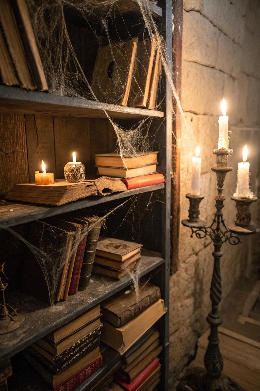 Form an enchanted compendium for a literary Halloween feel.