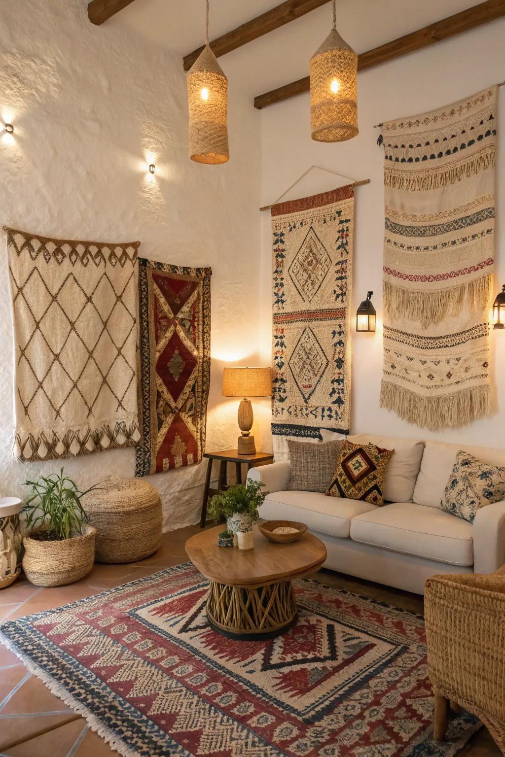 Textiles on walls infuse warmth and coziness into your abode.