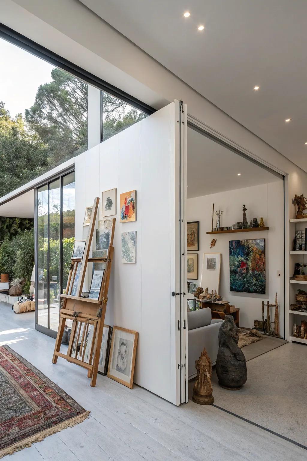 A hidden art studio is a perfect retreat for creativity.