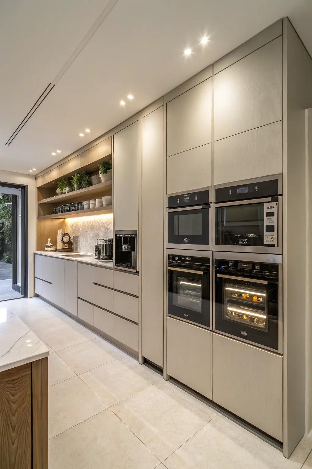 Seamless kitchen design featuring appliance garages