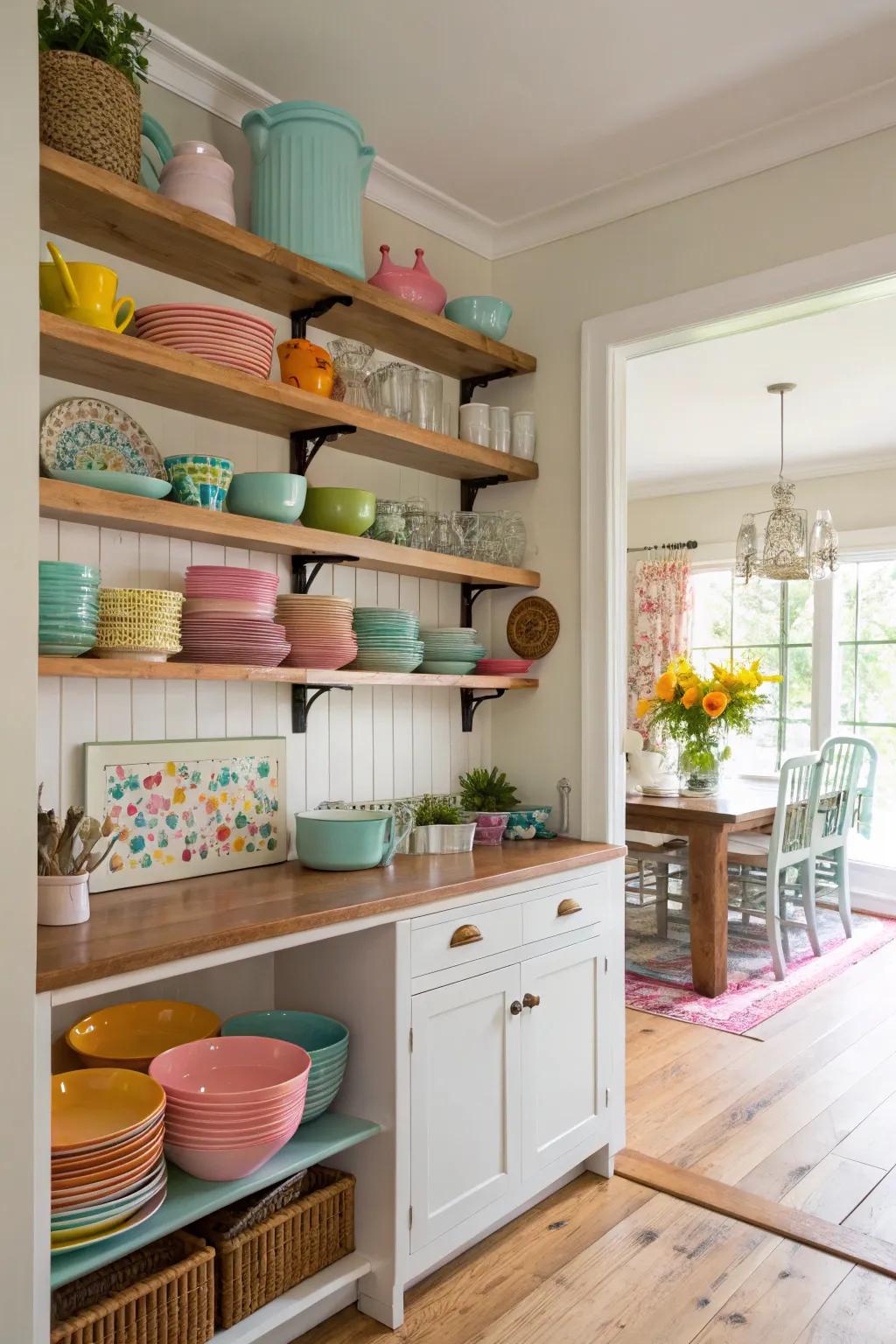 Open shelving brings character and functionality to your kitchen.