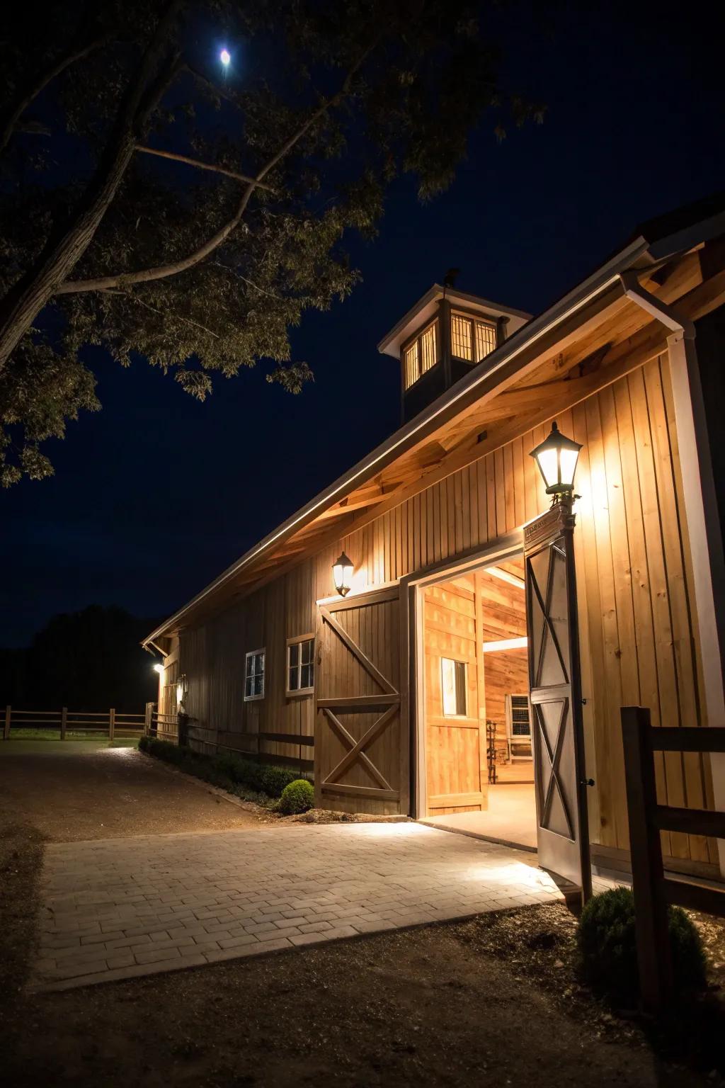 Activity sensing lights enhance security and convenience during the night.