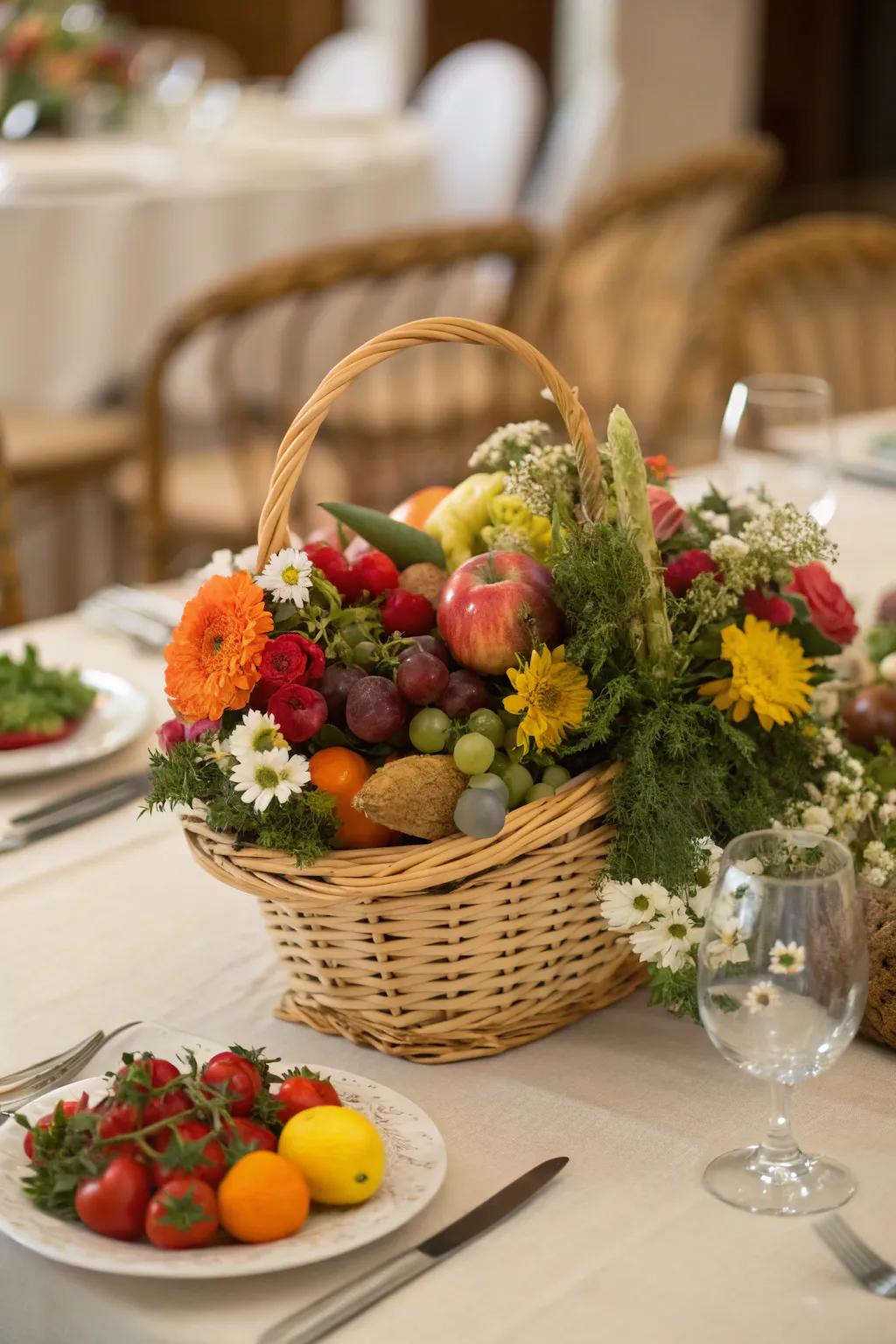 Baskets are beautiful natural centerpieces.