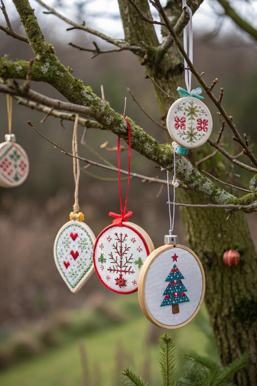 Cross stitch trinkets add charm to any festive occasion