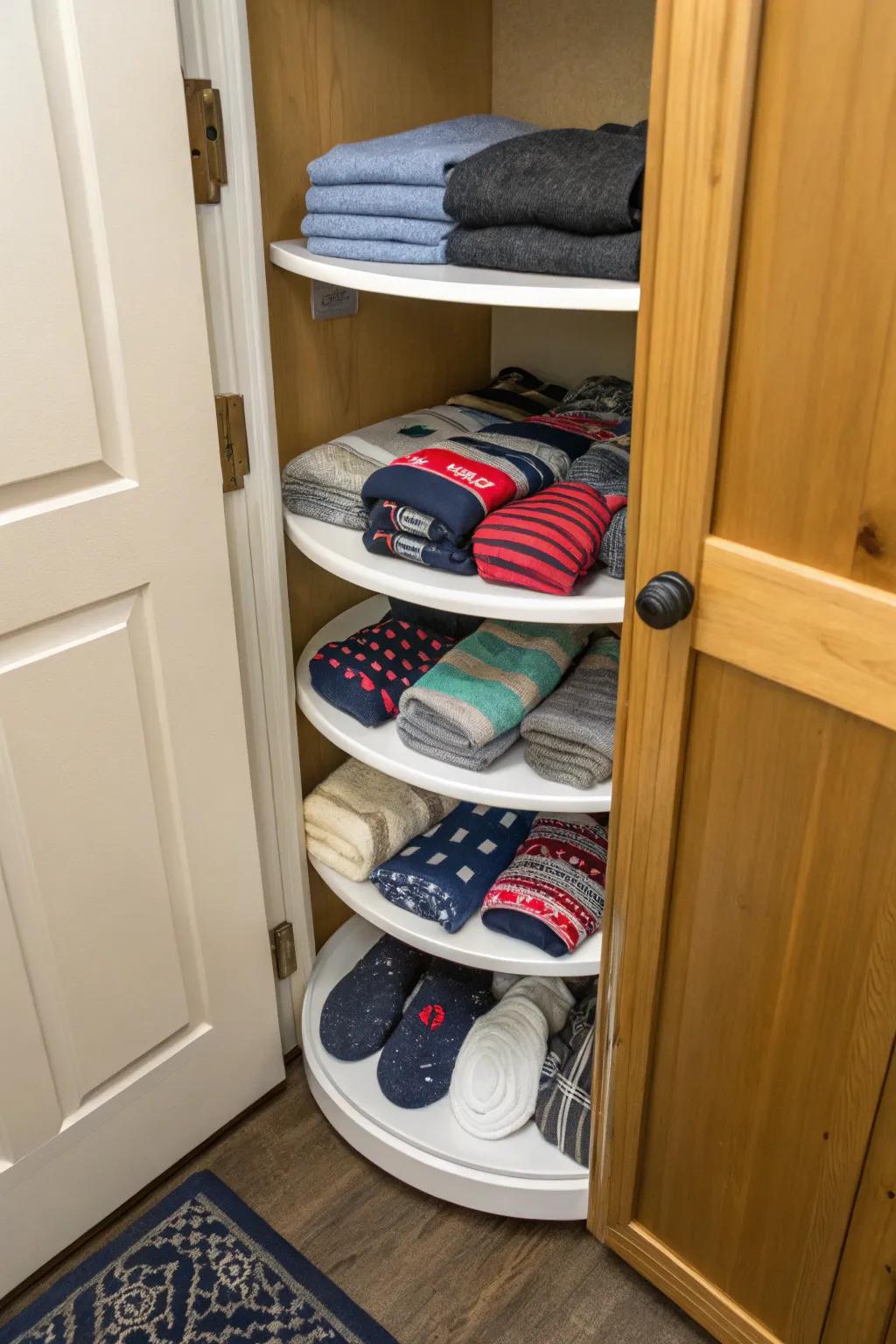 A Spinning Tray keeps your go-to socks accessible and organized.
