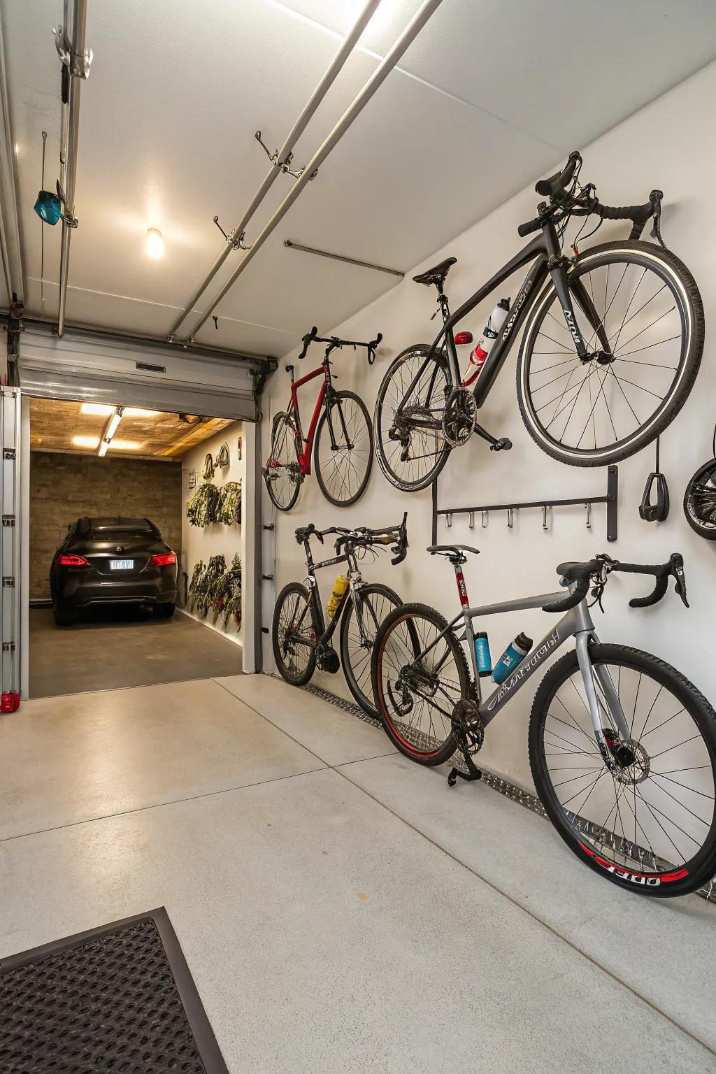 Artistic displays turn bikes into garage art.