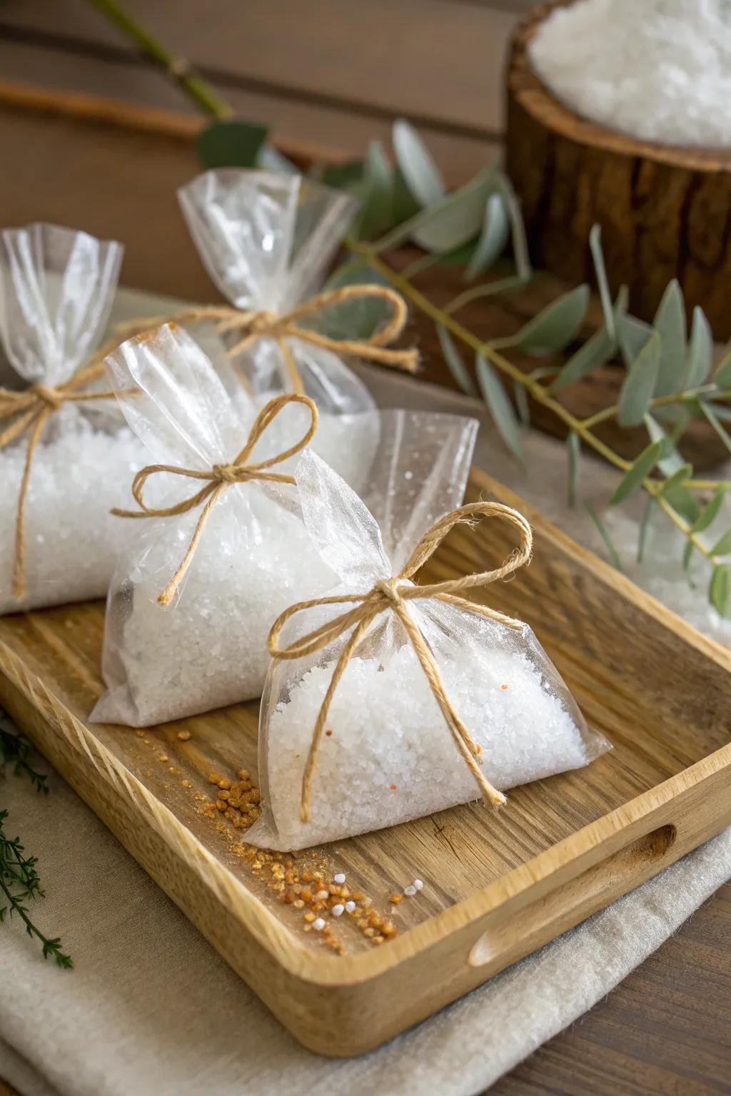 Eco-friendly and stylish Epsom salt storage in cellophane bags