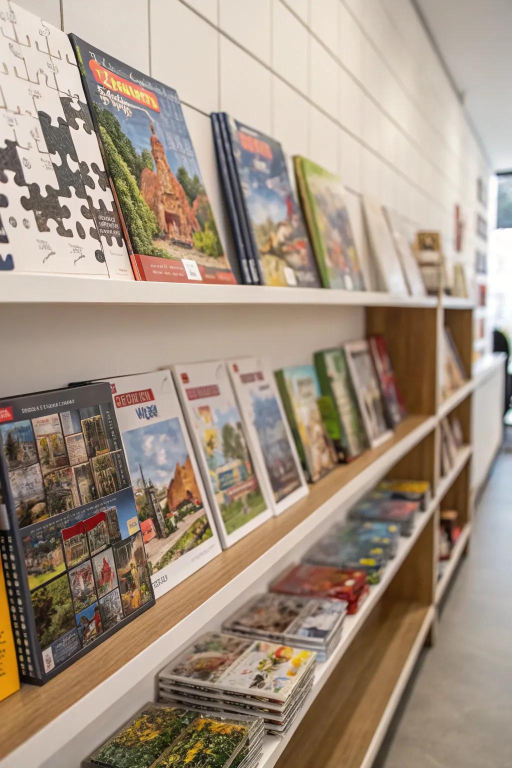 Magazine files cleverly used for puzzle storage.