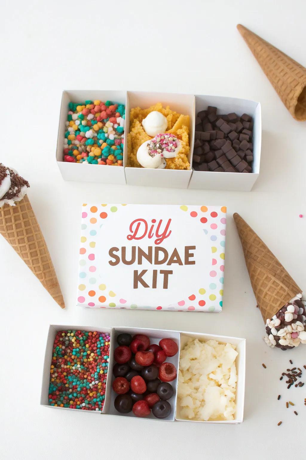 DIY sundae sets make for fun take-home treats.