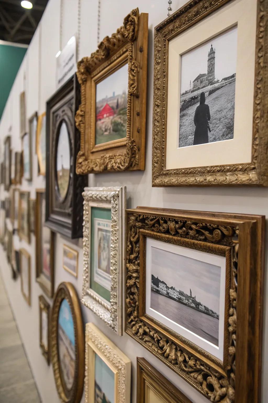 Antique frames add elegance and history.