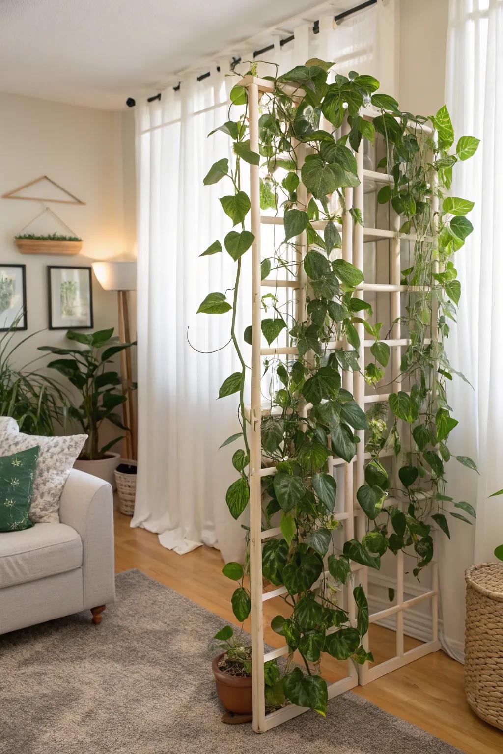 Craft living dividers with greenery.