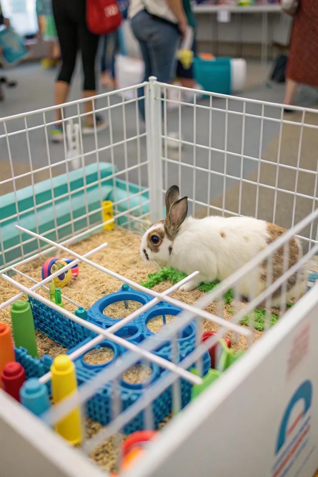 Interactive components sustain your rabbit's inquisitiveness and activity.