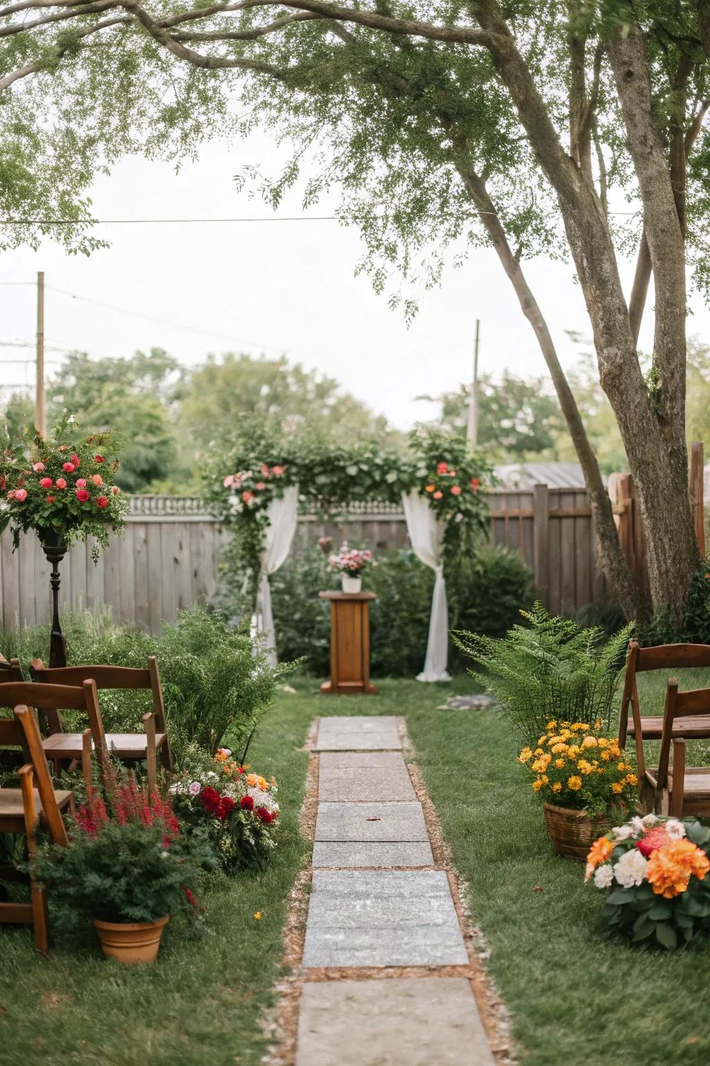 A secluded nook offers a private setting for an intimate ceremony.