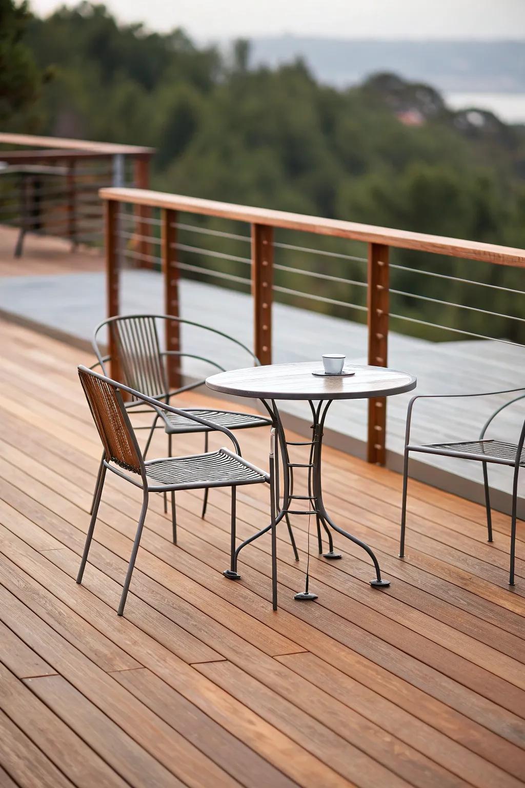 Modern minimalism creates a streamlined deck design.