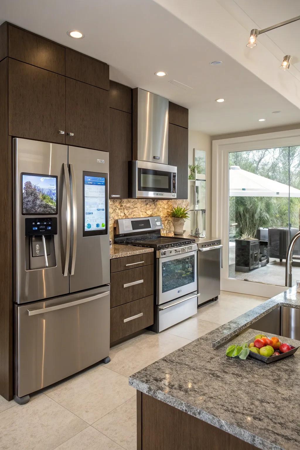 A cooking area showcasing smart innovation intended for increased capability.