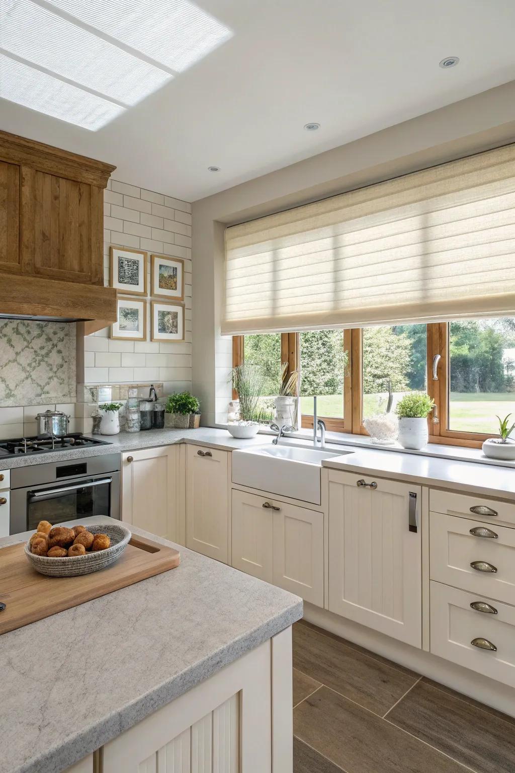 Top-down shades offer adjustable light and privacy options.