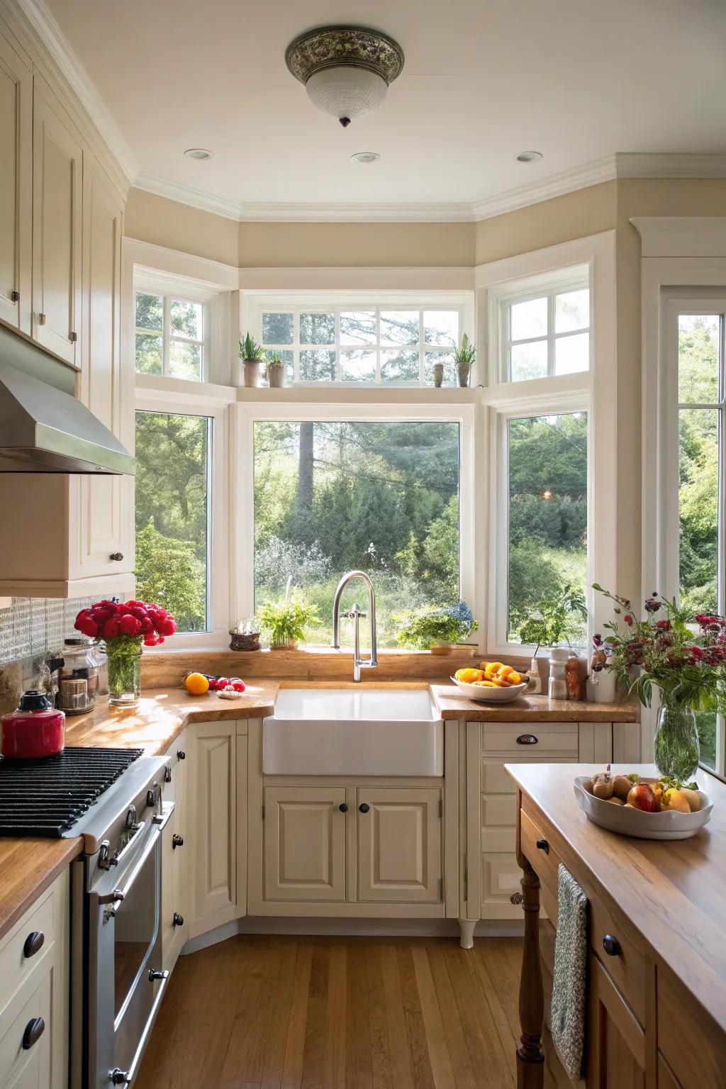 A bay window that opens up the space beautifully.