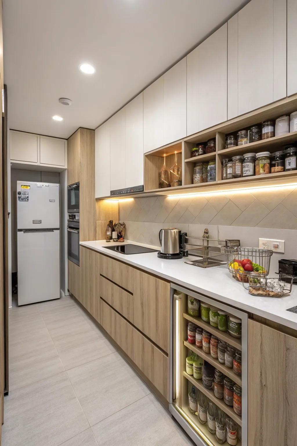 Light-colored synthetics make small kitchens feel spacious.