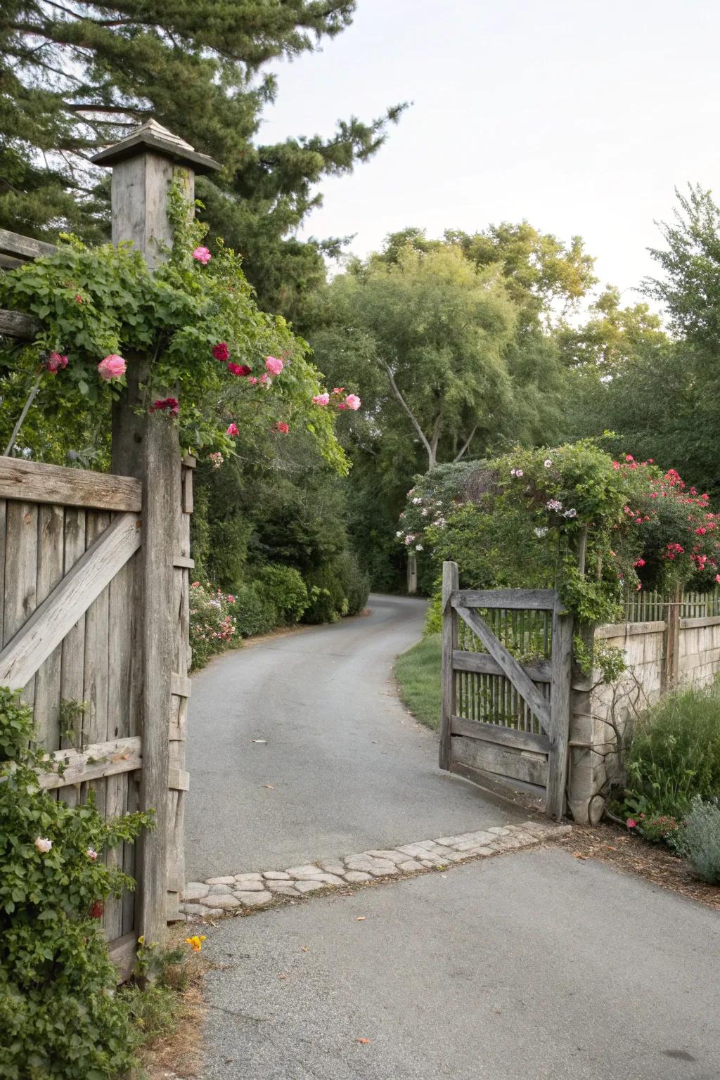 Rustic fencing introduces charm and security.