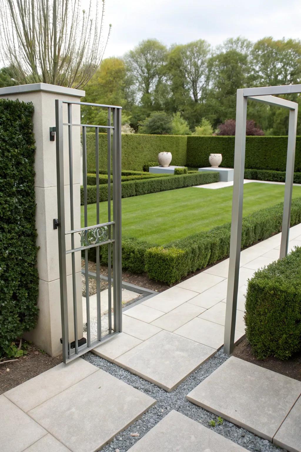 A minimalist steel frame entrance for a neat, elegant visual.