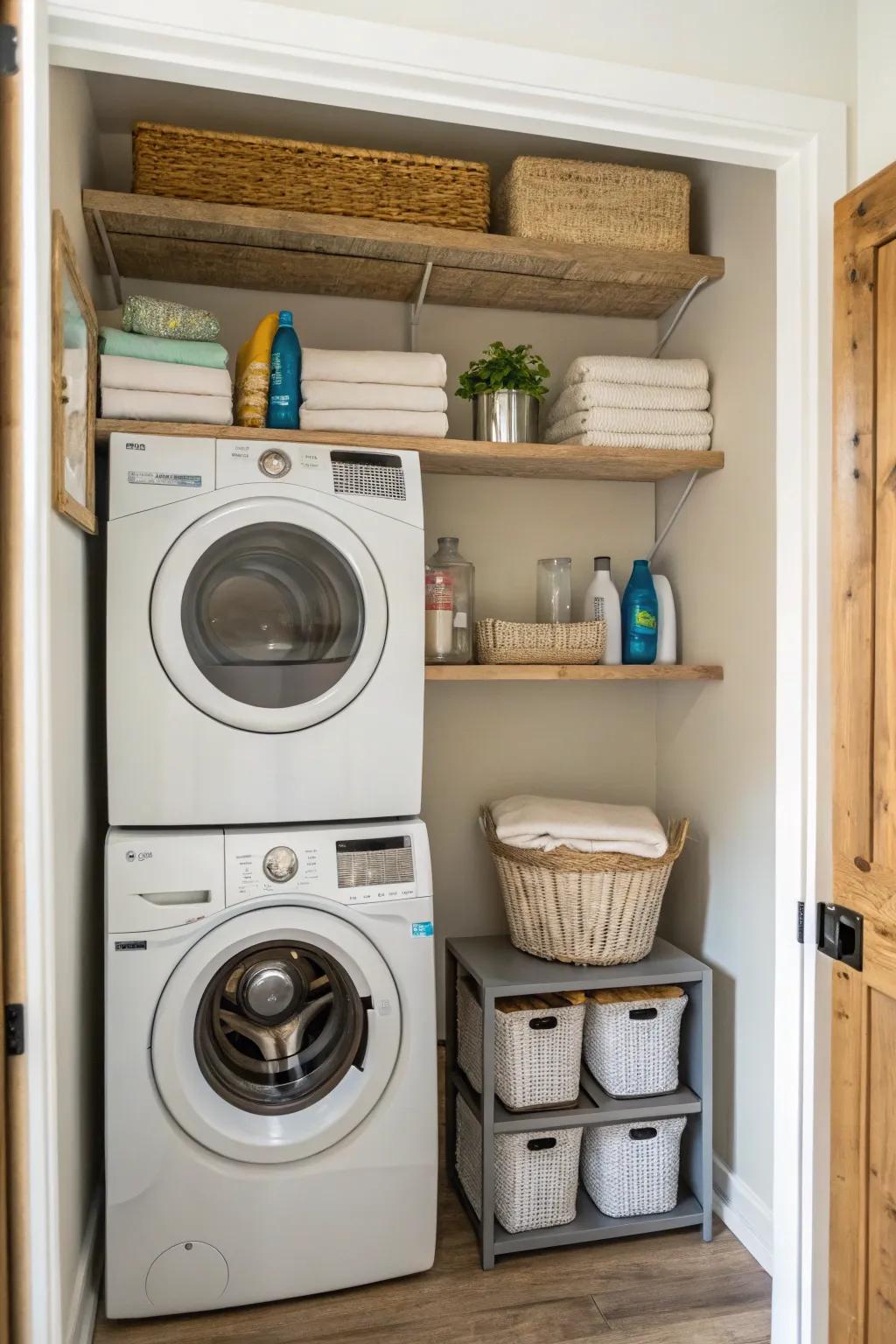 A well-thought-out laundry nook is great for small spaces.