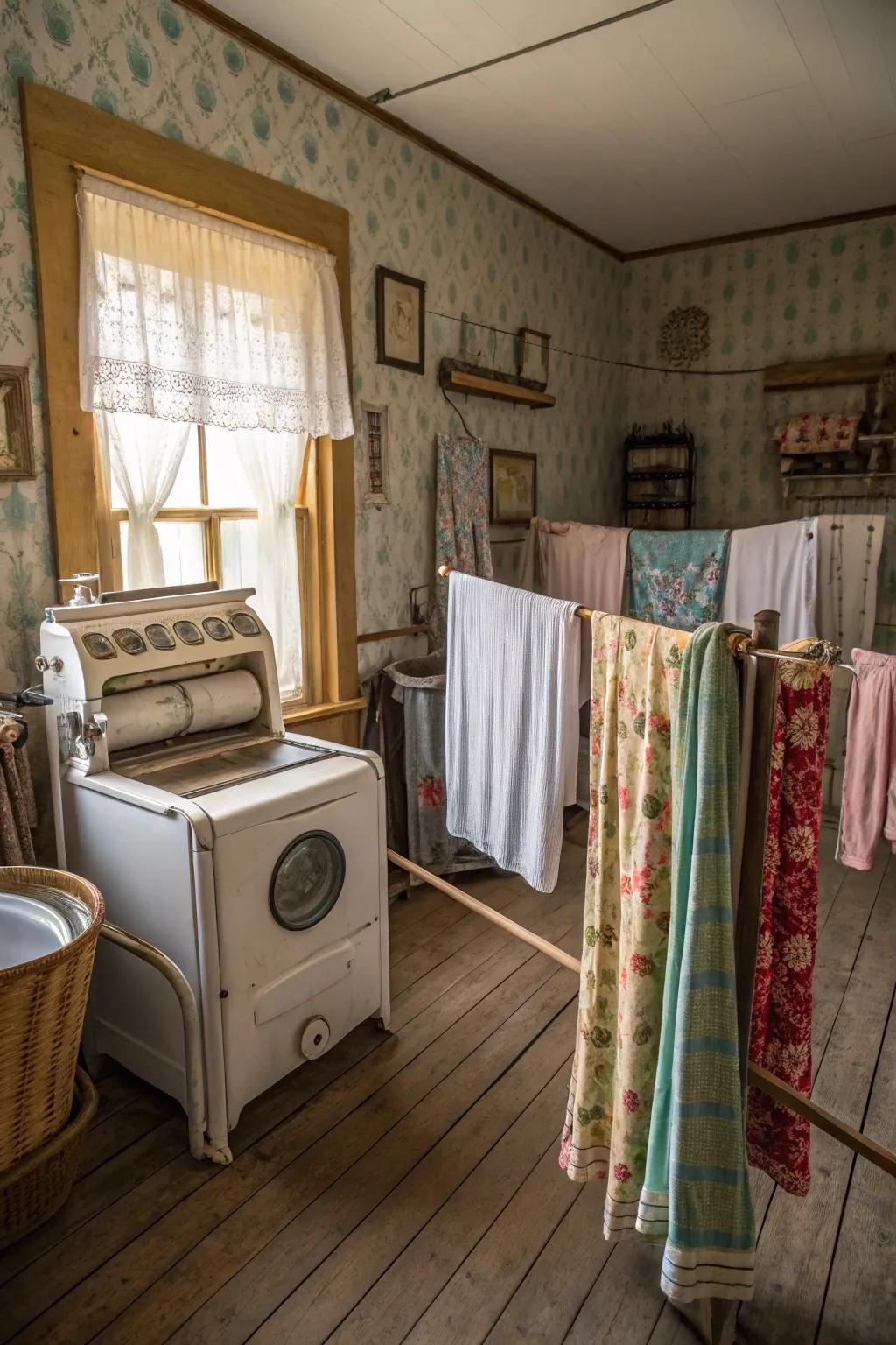 Inject charm through vintage-inspired drying rods.