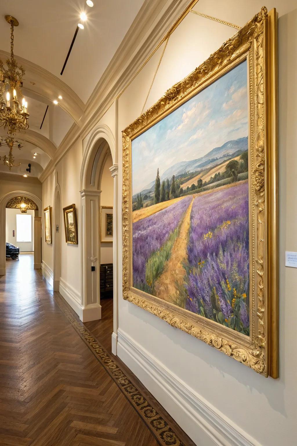 Lavender with gilded leaf, appending a deluxe impression to your décor.