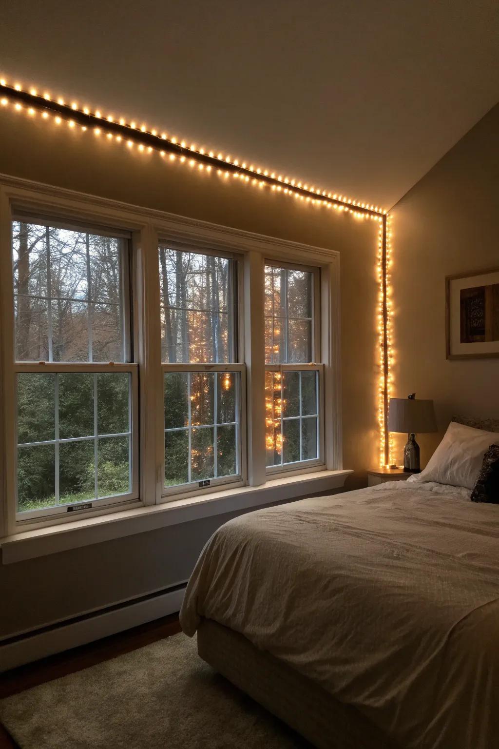 The atmosphere is improved by the window outlines created with SparkLights.