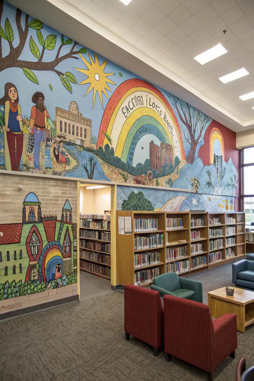 Society-inspired murals can make your library a hub of connection.