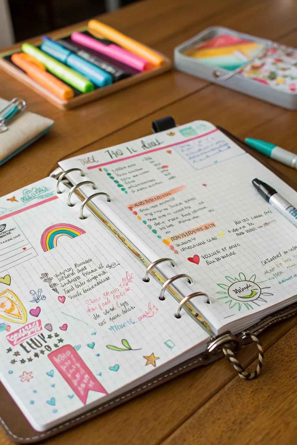 An ingenious diary section for noting reflections and inspiration.