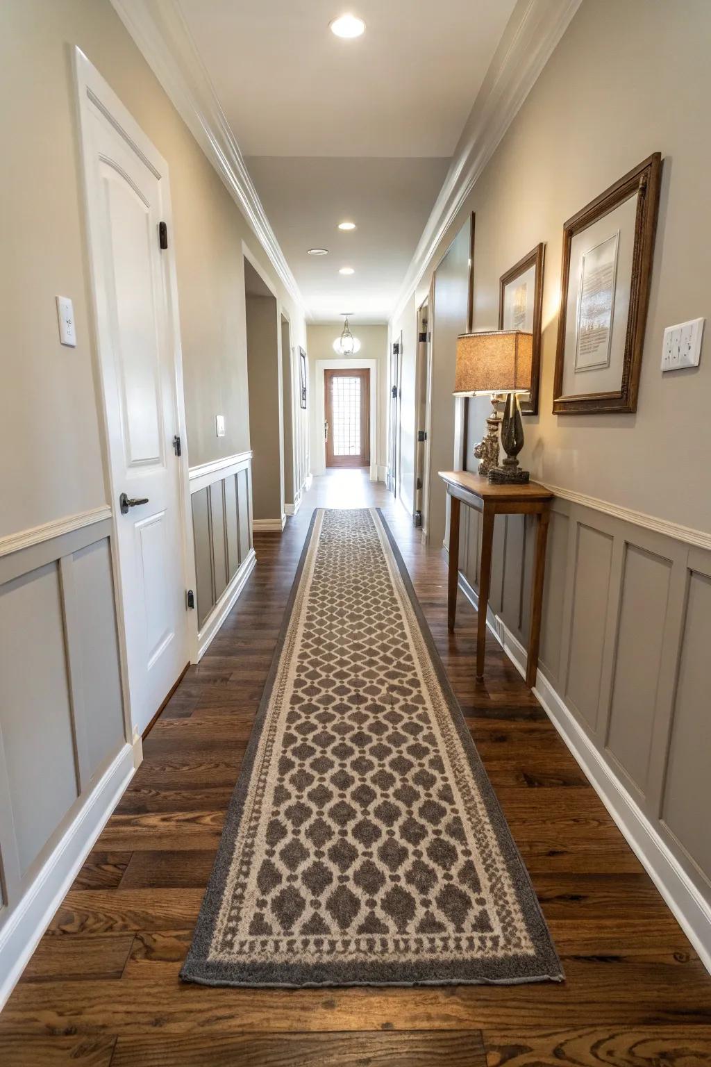 Carpet runners add style and warmth to transitional spaces.