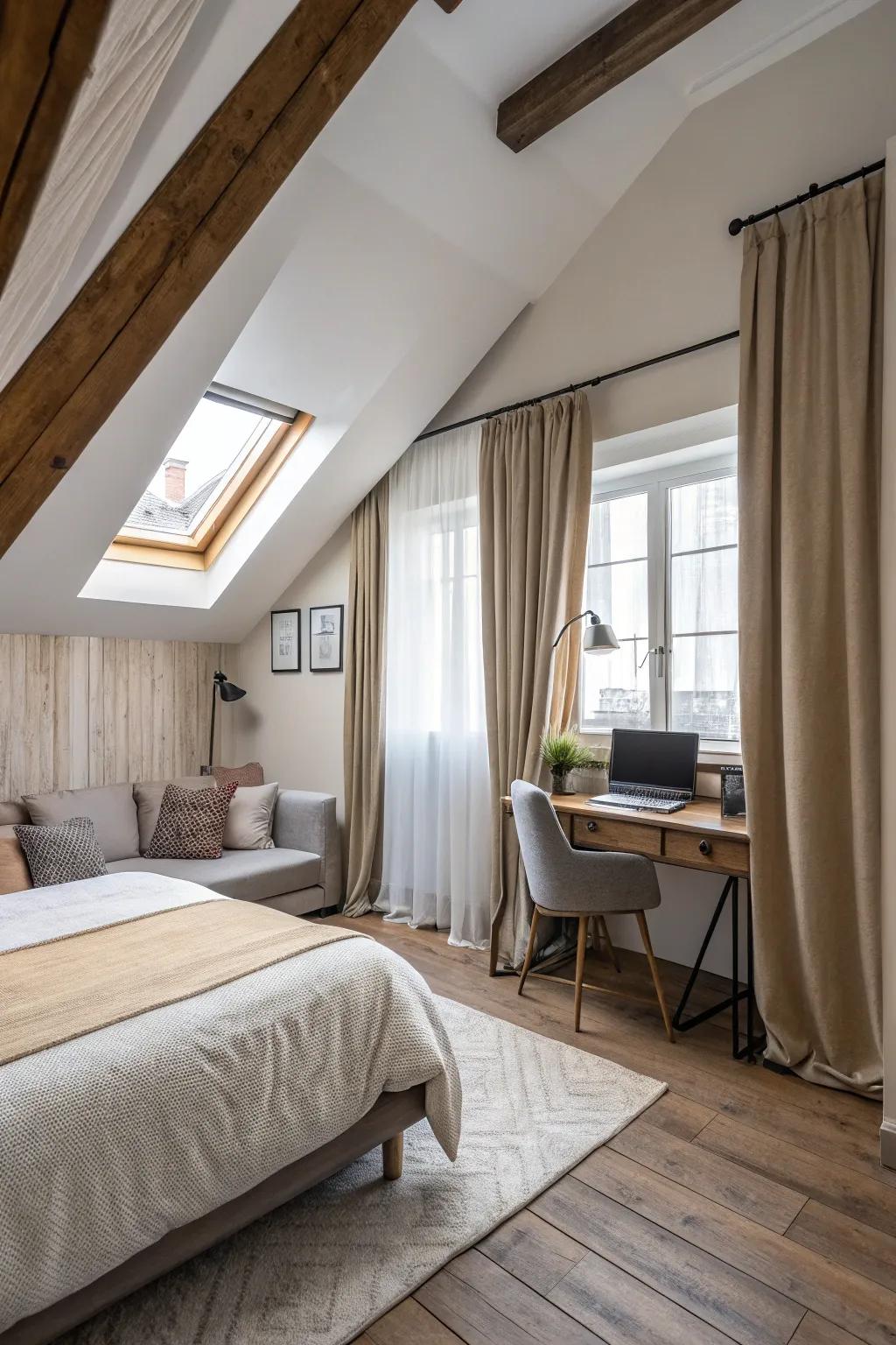 Define and separate areas through refined curtains.
