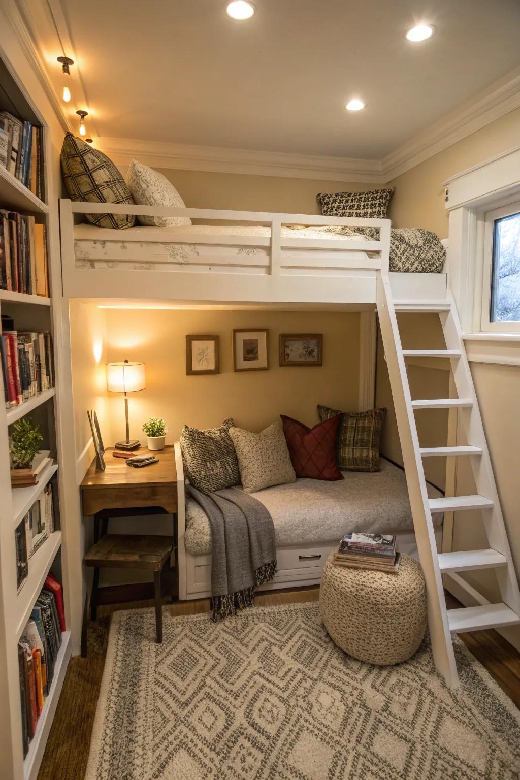 Elevated beds free up useful floor space.