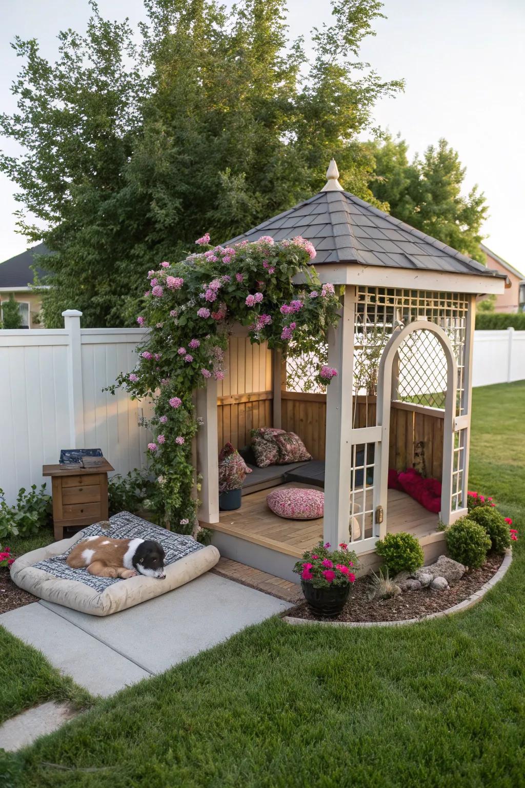 A charming summerhouse offering a cozy retreat in the garden.
