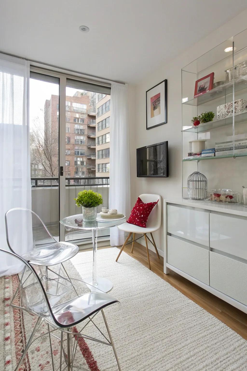 Crystal furniture is perfect for small spaces.