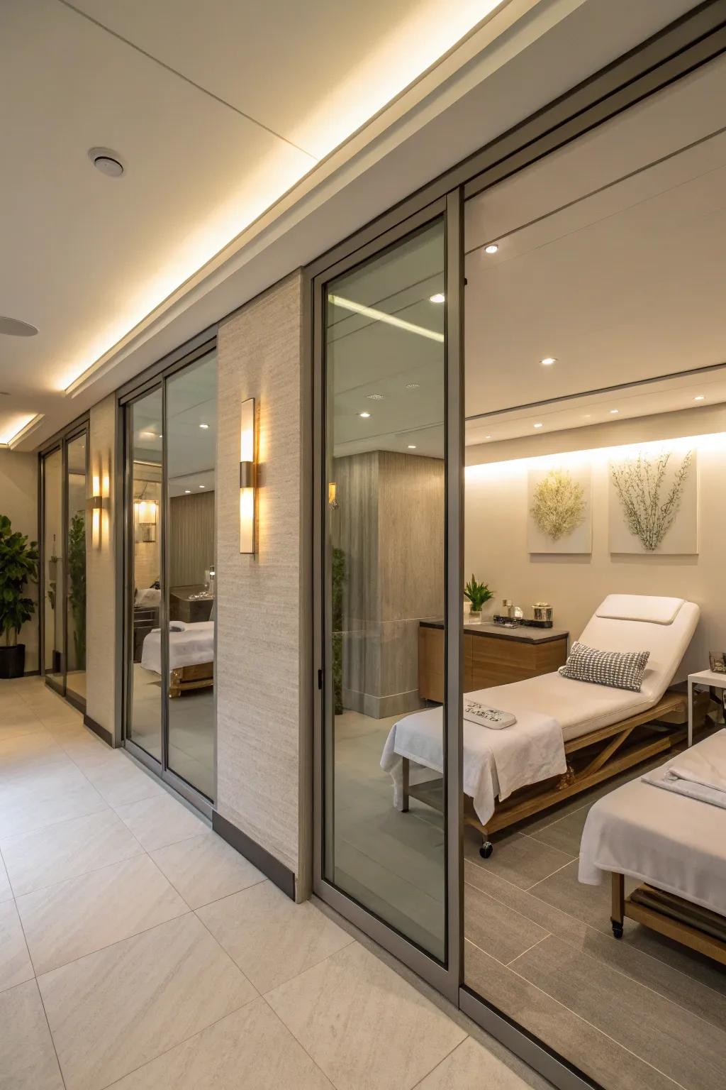 Sliding doors make elegance possible in small areas.