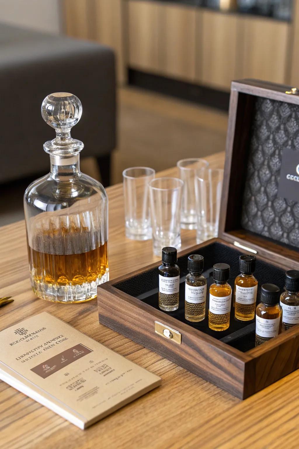 A whiskey savoring kit helps refine the tasting experience.