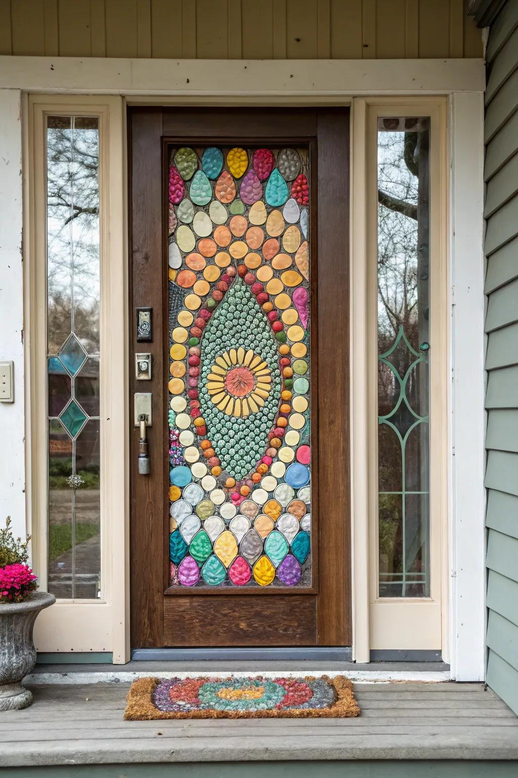 A cracked shell mosaic provides a creative and earth-friendly decoration.