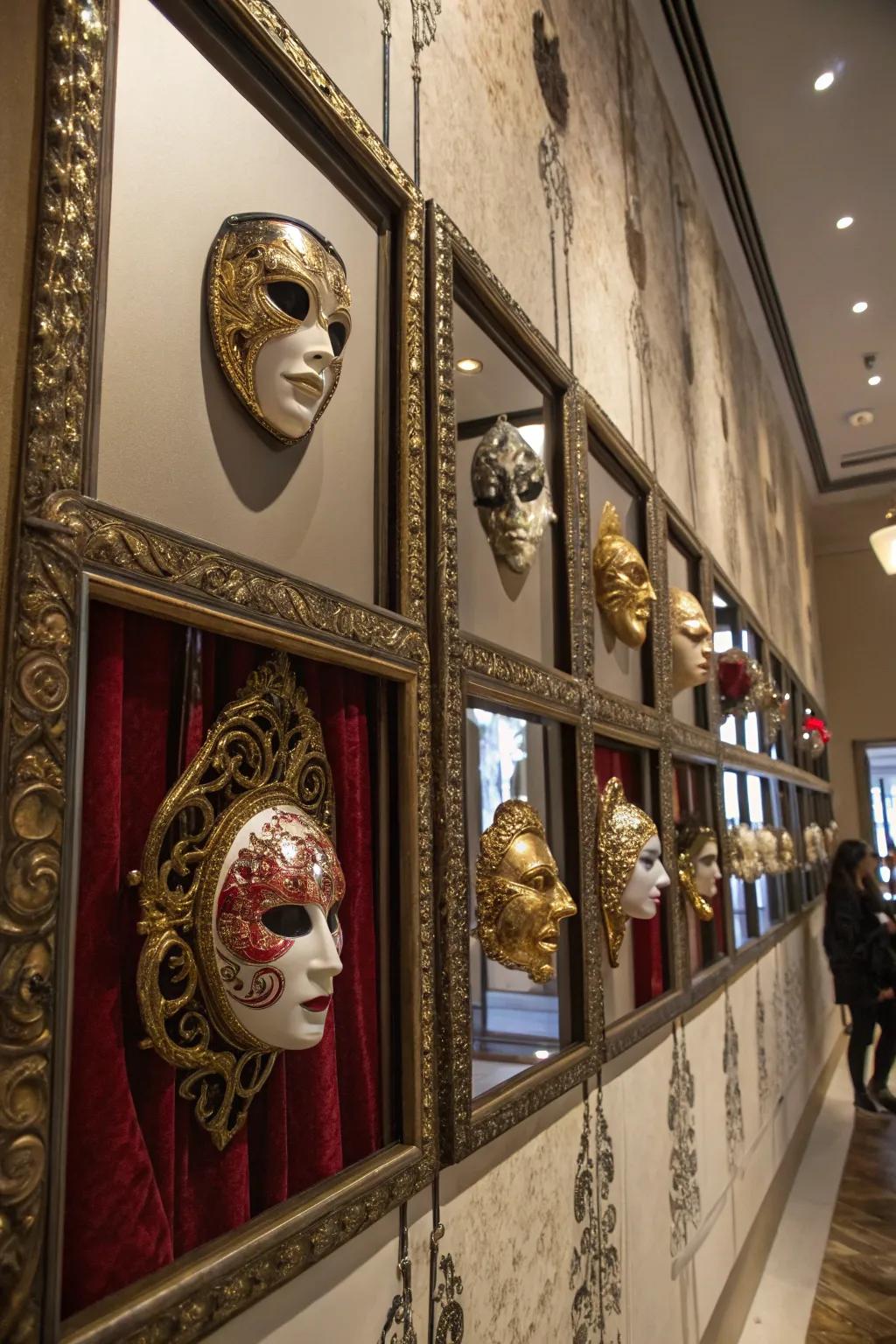 Reflective backgrounds enhance the visual impact of these wall adornments.