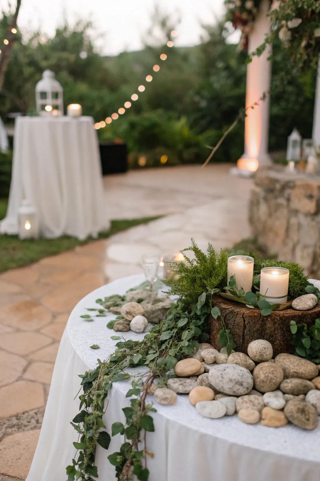 Nature accents introduce an earthy and soothing feeling to the display.