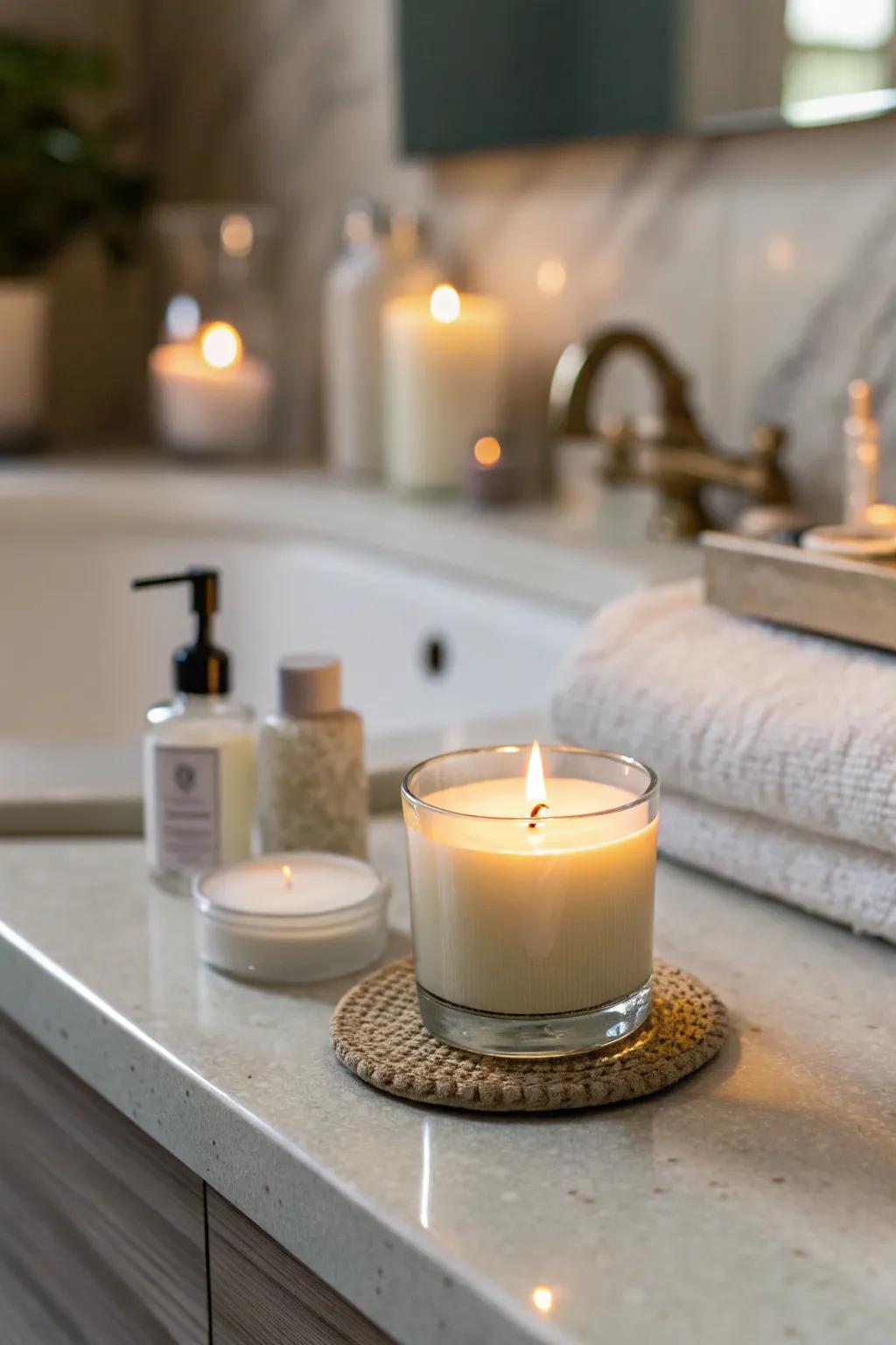 An aromatic flame furnishes both ambiance and fragrance.