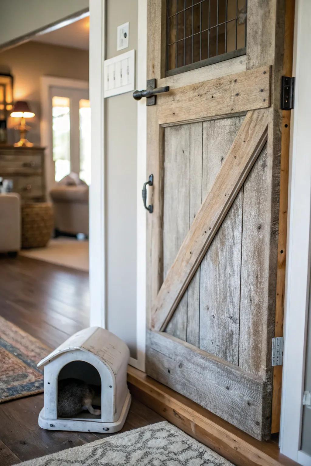 Pet-friendly barn doors combine practicality with aesthetics.