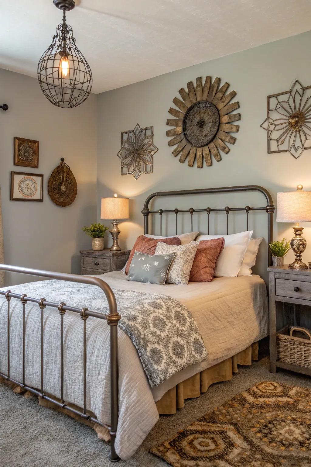 Mixed metals add visual appeal and personalize the room.