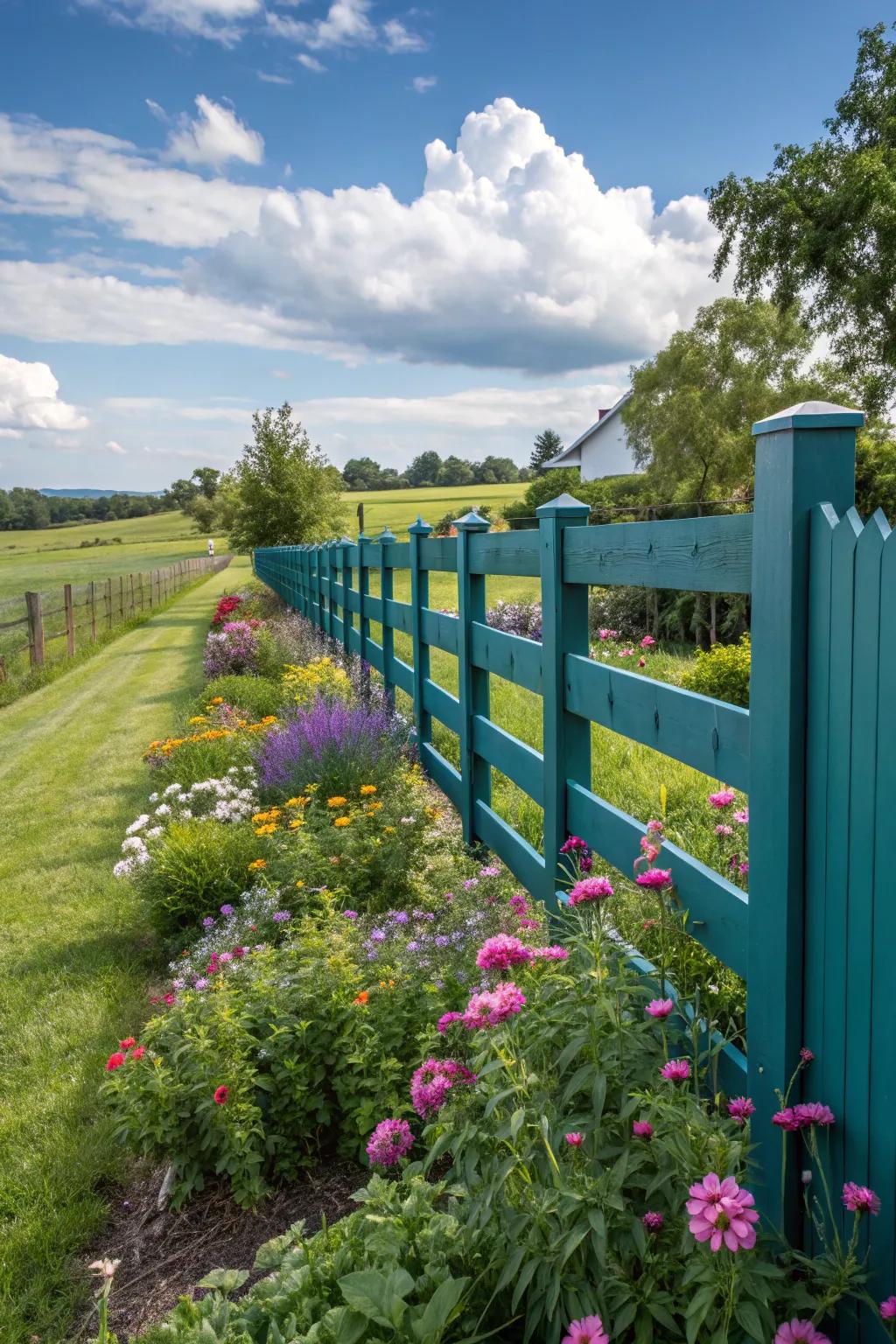 A bold shade statement transforms this modern farmhouse fence into a striking feature.