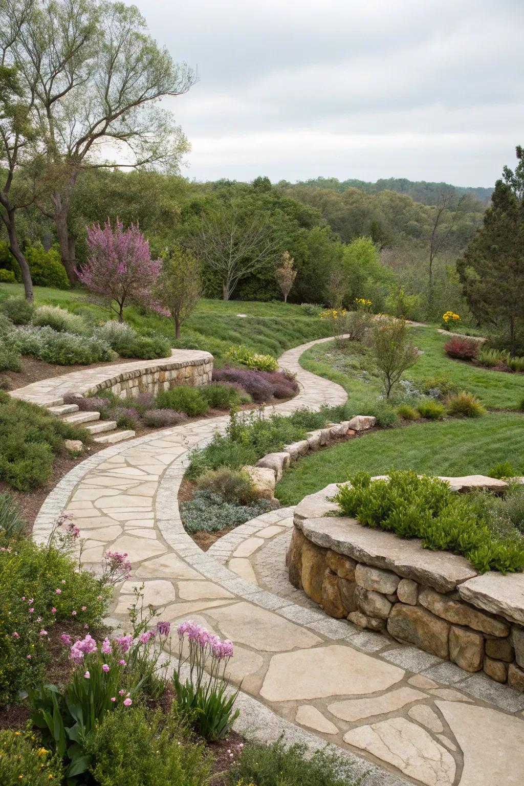 Natural rock injects feel and resilience into garden designs.