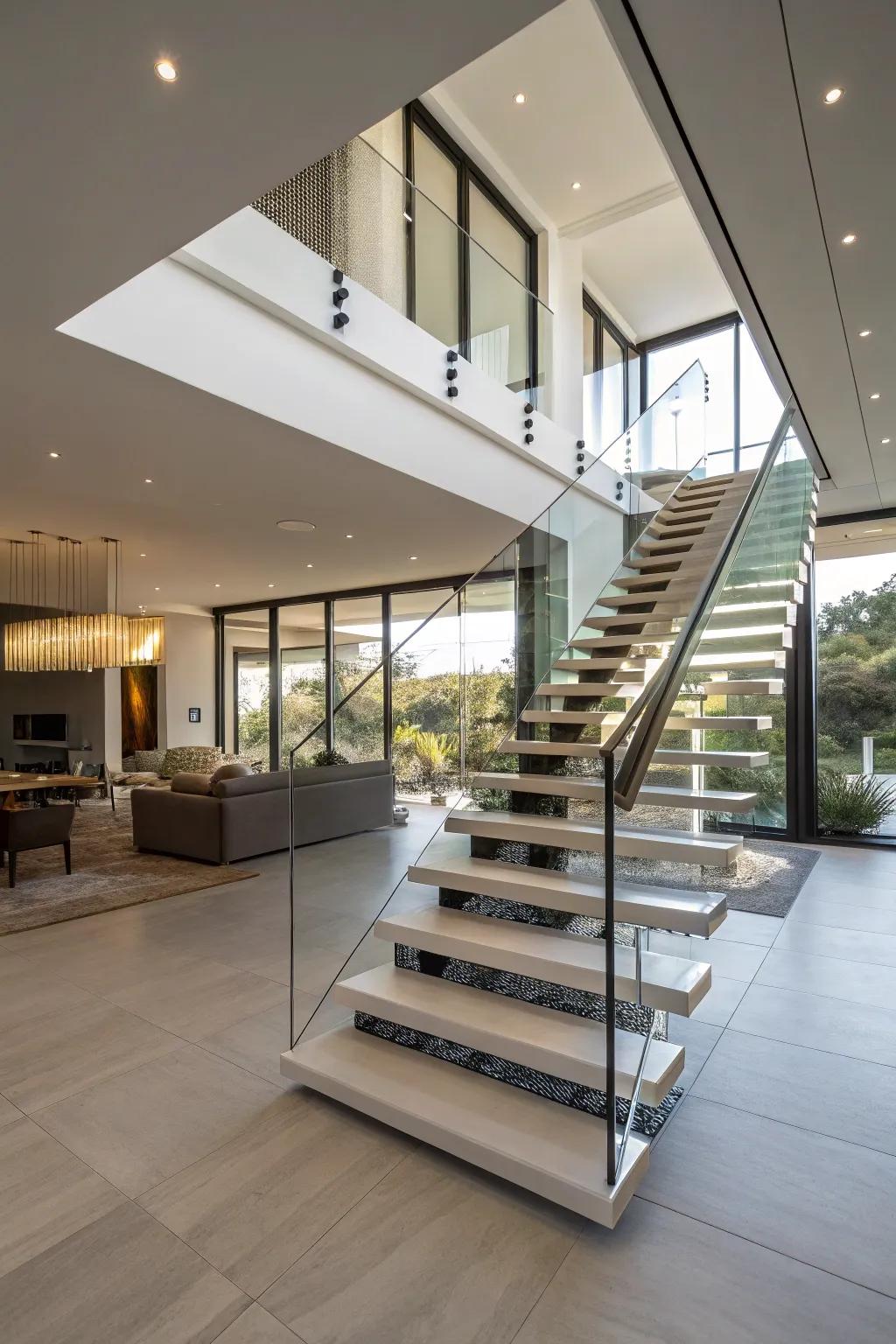 Suspended stairwells offer a blend of elegance and modernity.