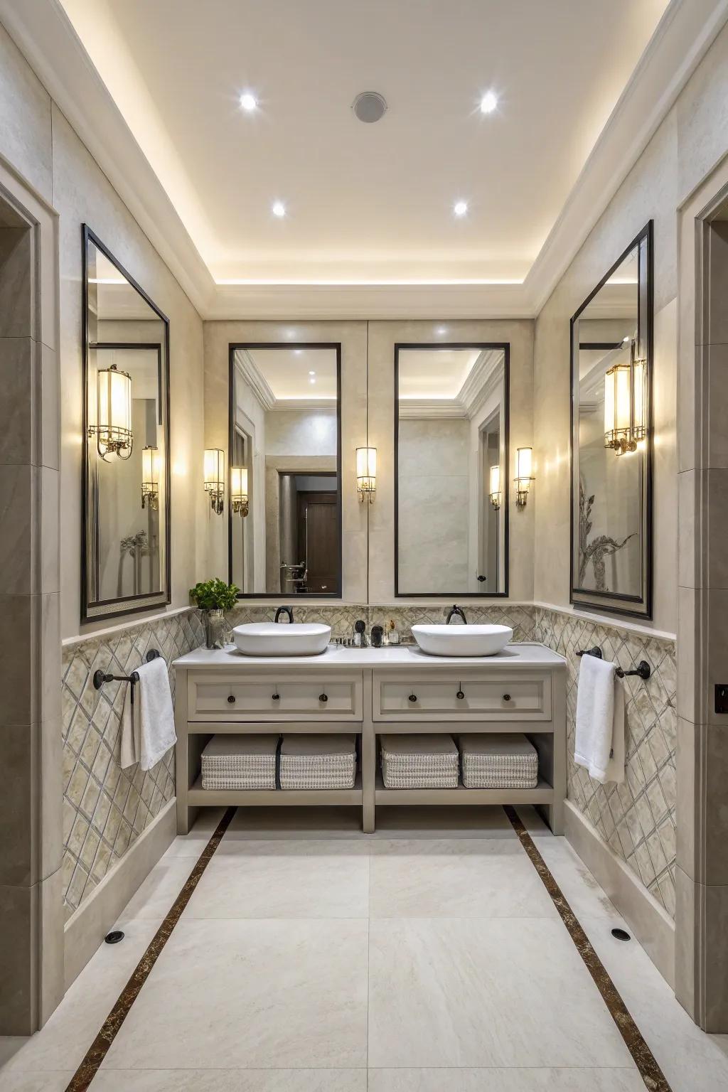 Symmetry brings balance and harmony to bathroom design.