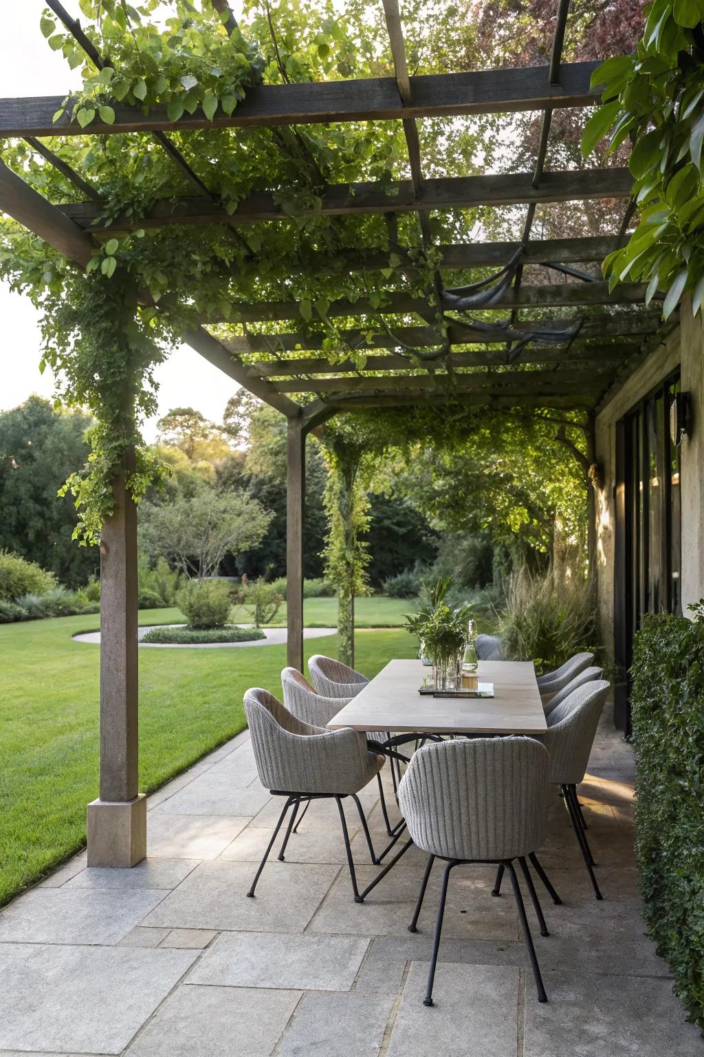 Extend your dining space outdoors with a pergola.